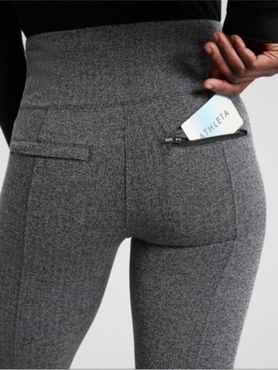 Athleta Pants - [New] Athleta (M) Delancey Tight Herringbone High Rise Zip Pocket Legging Pants
